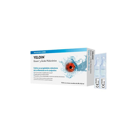 Single-dose anti-inflammatory eye drops by Yeloin, 30 vials of 0.5ml each, from Jag Couture London - New York.
