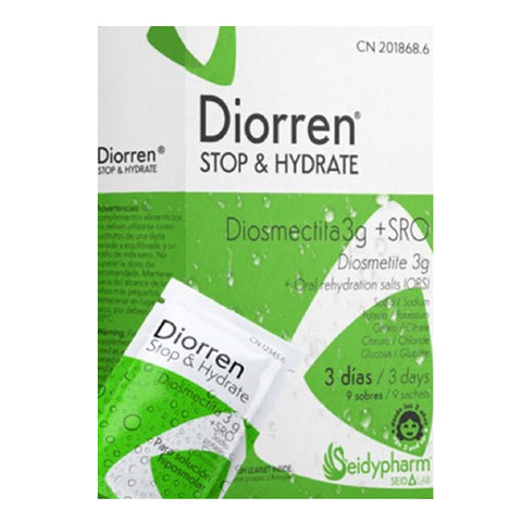 Diorren Stop & Moisturise skincare sachets by Jag Couture London New York, showing nine individual sachets of moisturizing treatment.