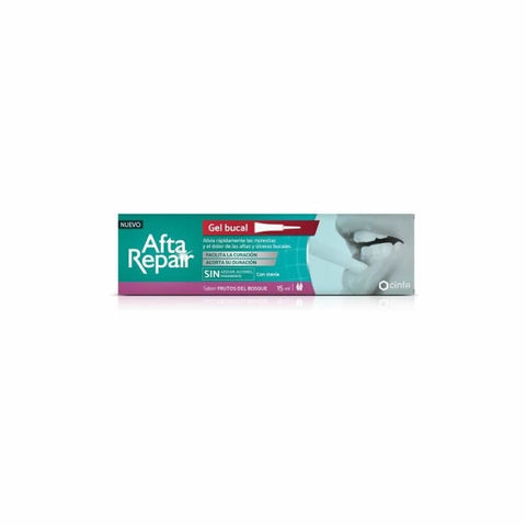 Jag Couture London Afta Repair Gel with forest fruit flavor in 15ml tube, designed to soothe mouth ulcers.