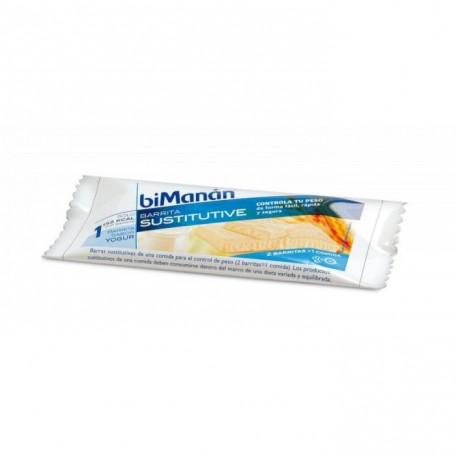 Bimanán Sustitutive Yoghurt Bars by Jag Couture London, New York, in a box of 24 bars, showing individual yoghurt snack packaging.