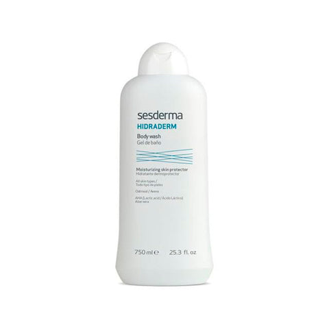 Jag Couture London New York Sesderma Hidraderm bath gel 750ml bottle with pump, featuring blue and white packaging.
