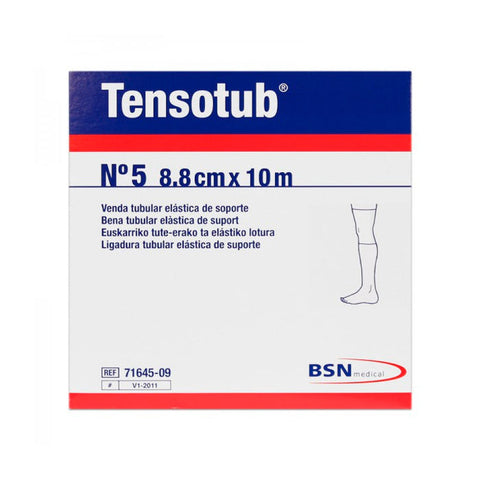 Jag Couture London Tensotub tubular bandage by BSN Medical, 10m N5, shown in natural beige fabric for support or compression.