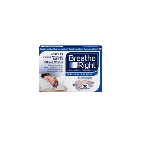 Large Breathe Right nasal strips by Jag Couture London for easier breathing, shown in a pack of 30 units.