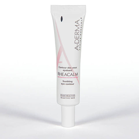 A-Derma Rheacalm Eye Contour cream in a 15ml tube, designed to soothe and reduce redness around the delicate eye area.