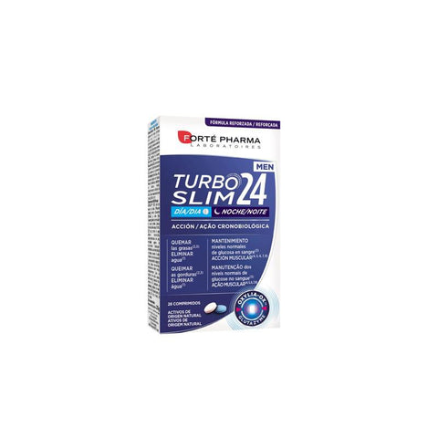 Forté Pharma Turboslim Cronoactive Men dietary supplement capsules in a blister pack, designed for men's weight management.