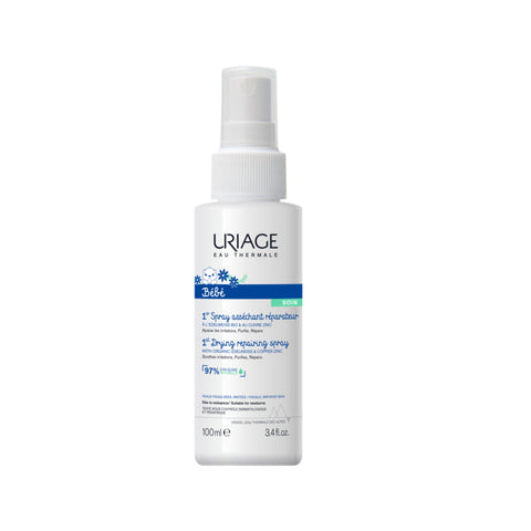 Uriage Spray Cu-Zn Anti-Irritation Baby 100ml bottle with spray nozzle, designed for soothing and calming irritated baby skin.