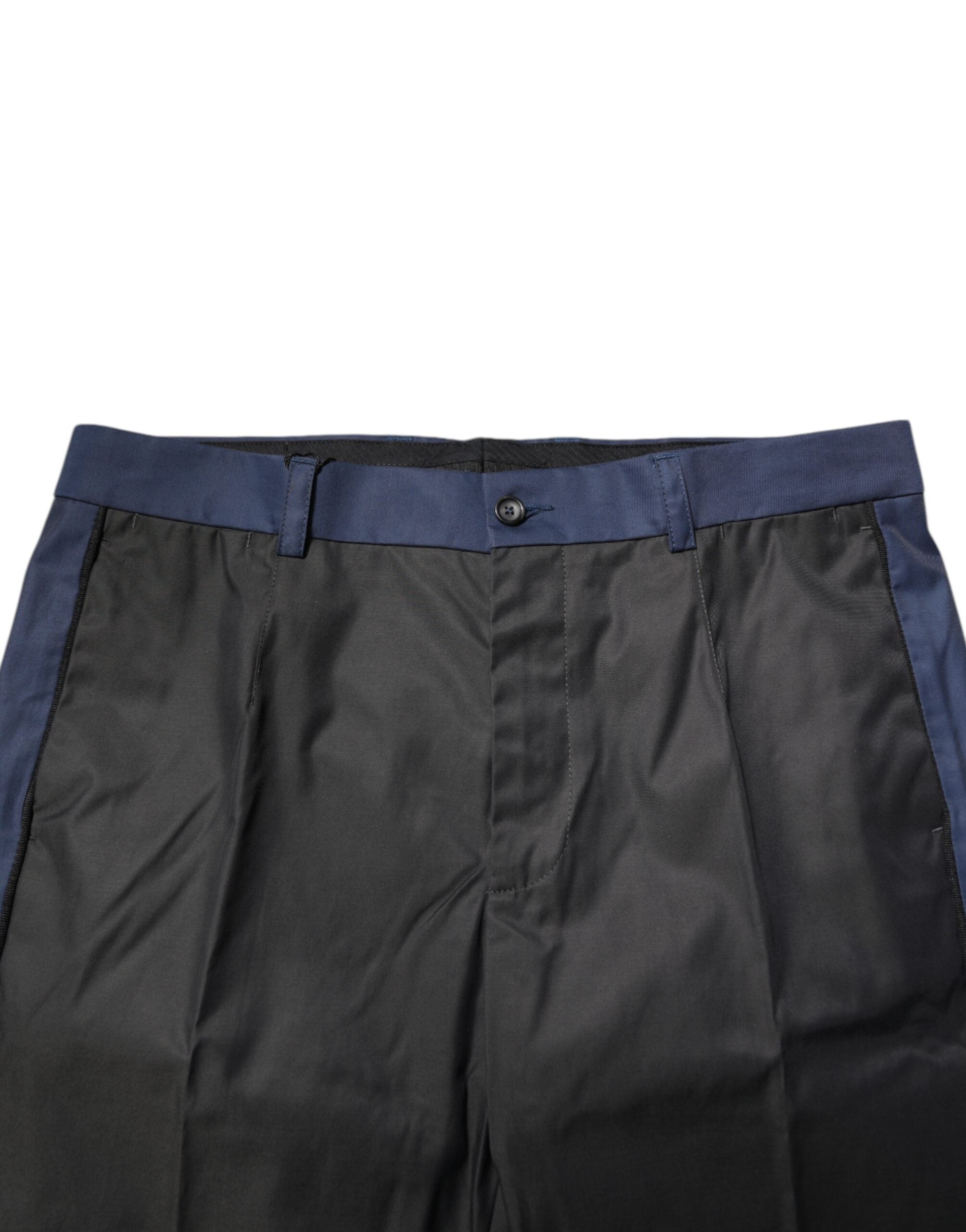 Gray Blue Cotton 3/4 Chinos Crop Trouser Pants