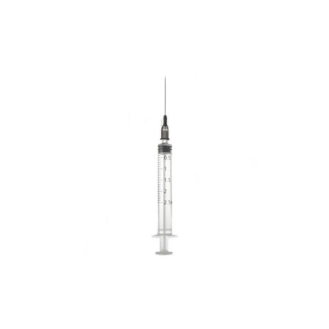 Jag Couture London - New York Ico syringe with 0.7x30 needle, 2.5ml capacity, metal G22 tip, shown with needle attached.