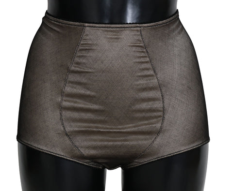Beige Dolce & Gabbana underwear bottoms with black net detailing, showcasing elegant and stylish lingerie design.
