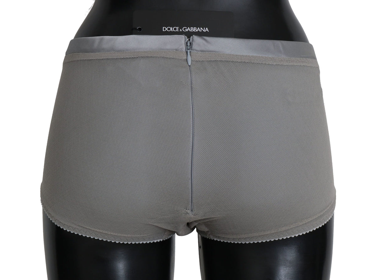 Silver Dolce & Gabbana underwear with net silk bottoms, featuring a stylish and elegant design.