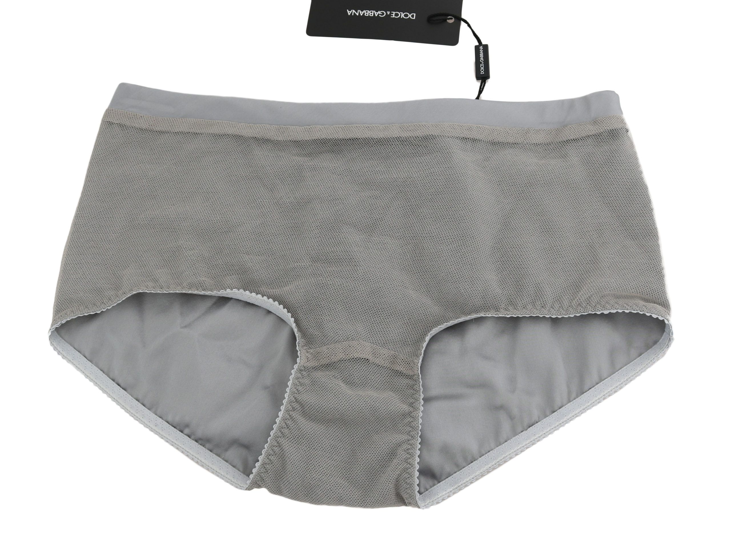 Dolce & Gabbana silver underwear with net silk bottoms, featuring a luxurious and stylish design.