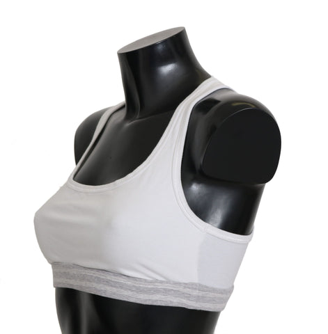 White cotton stretch sports bra underwear by Dolce & Gabbana, featuring a comfortable and supportive fit.