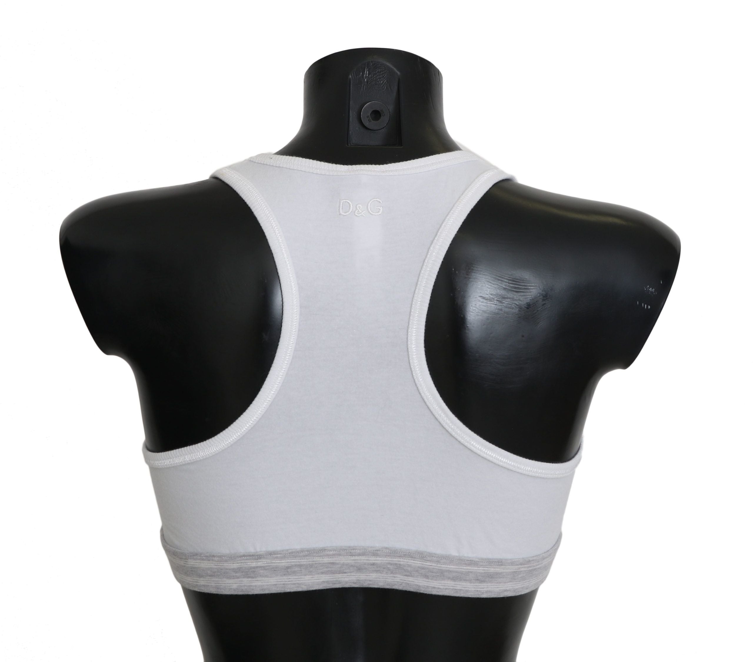 White cotton sport stretch bra underwear by Dolce & Gabbana, featuring a comfortable fit and smooth fabric.