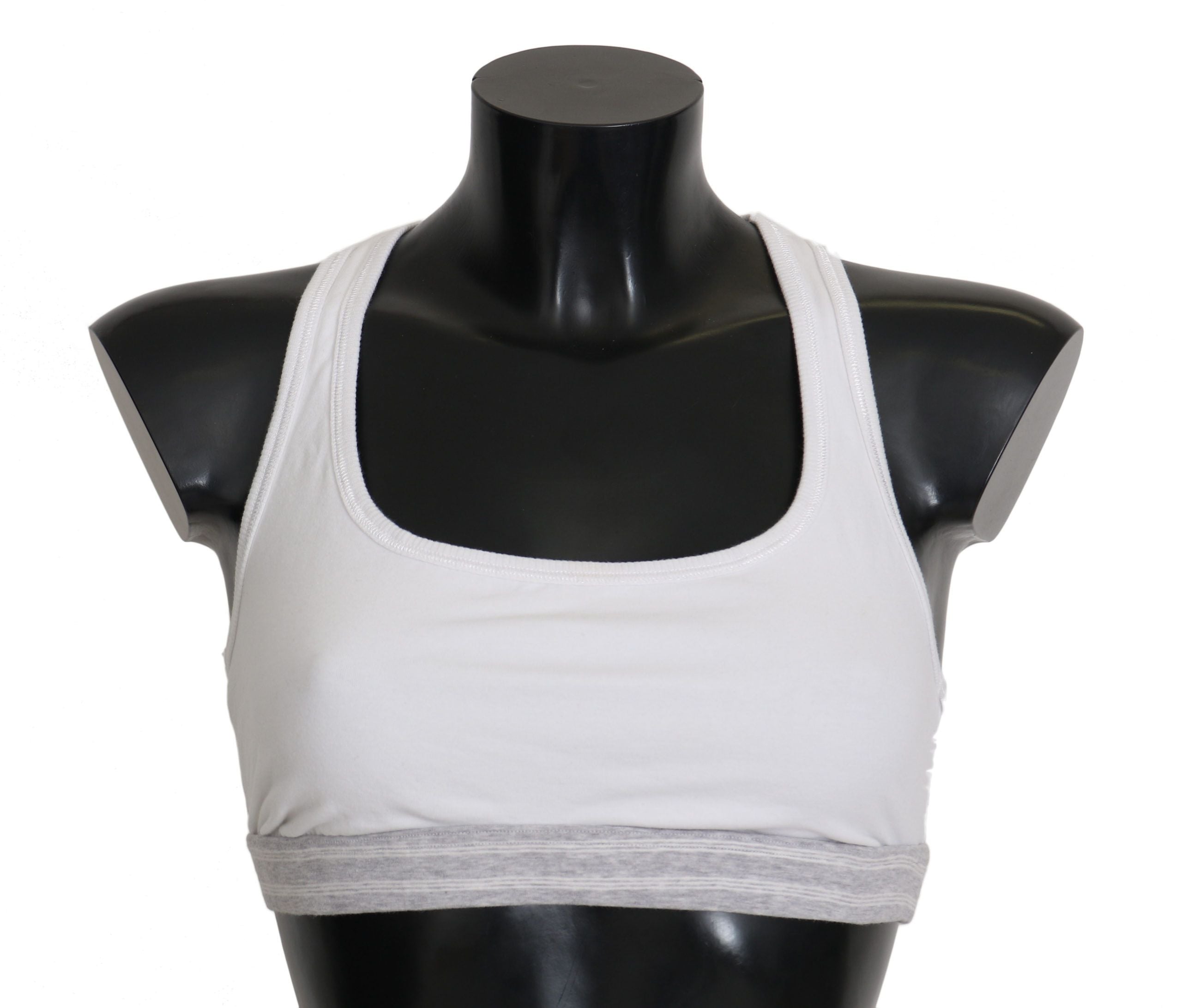 White cotton stretch sports bra underwear by Dolce & Gabbana, featuring comfortable fit and smooth fabric.