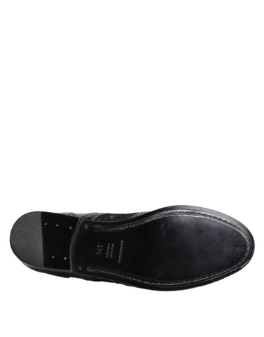 Black Leather Floral Lace Dress Formal  Shoes