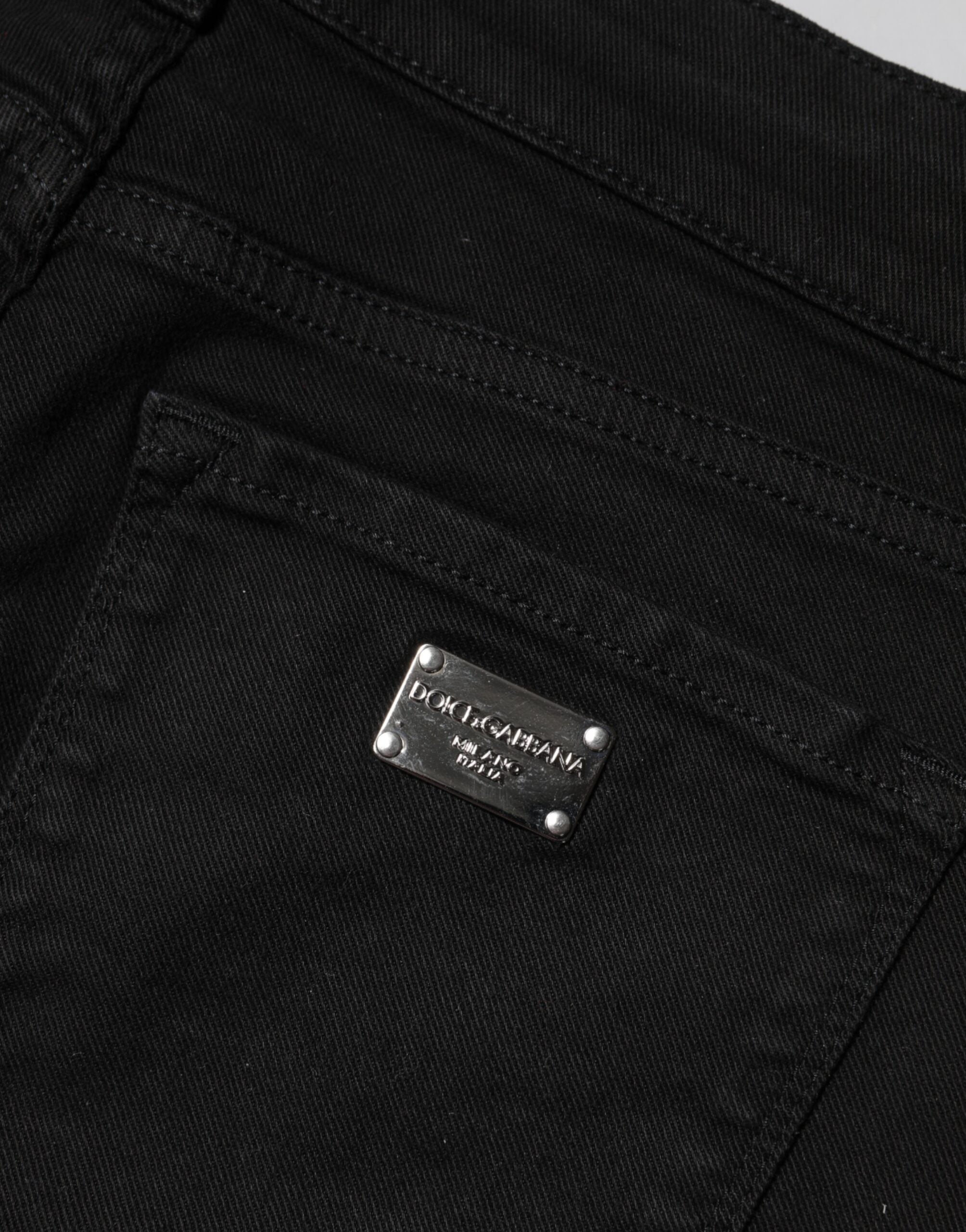 Black Cotton Skinny Mid Waist Denim Jeans