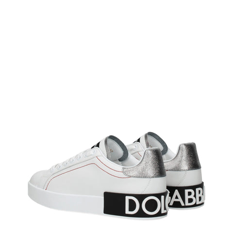 White Leather Low Top Sneakers