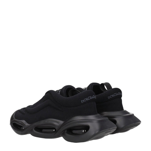 Black Fabric Chunky Sneakers