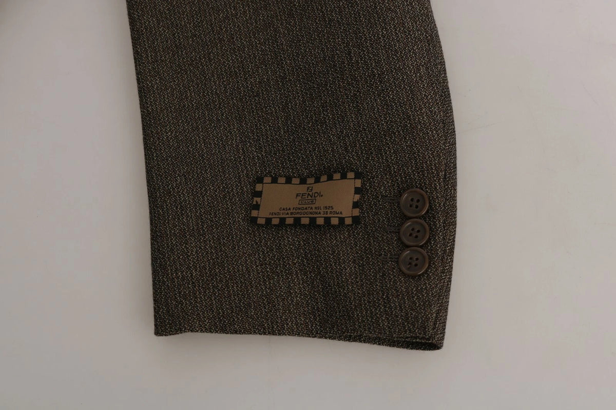 Brown Single Breasted Wool Suit