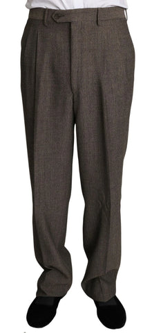 Brown Single Breasted Wool Suit