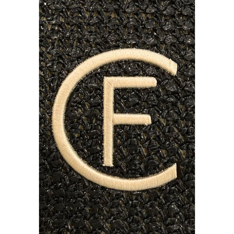Cristinaeffe CF22702 black leather handbag by Jag Couture London - New York, showing the sleek design and textured exterior.