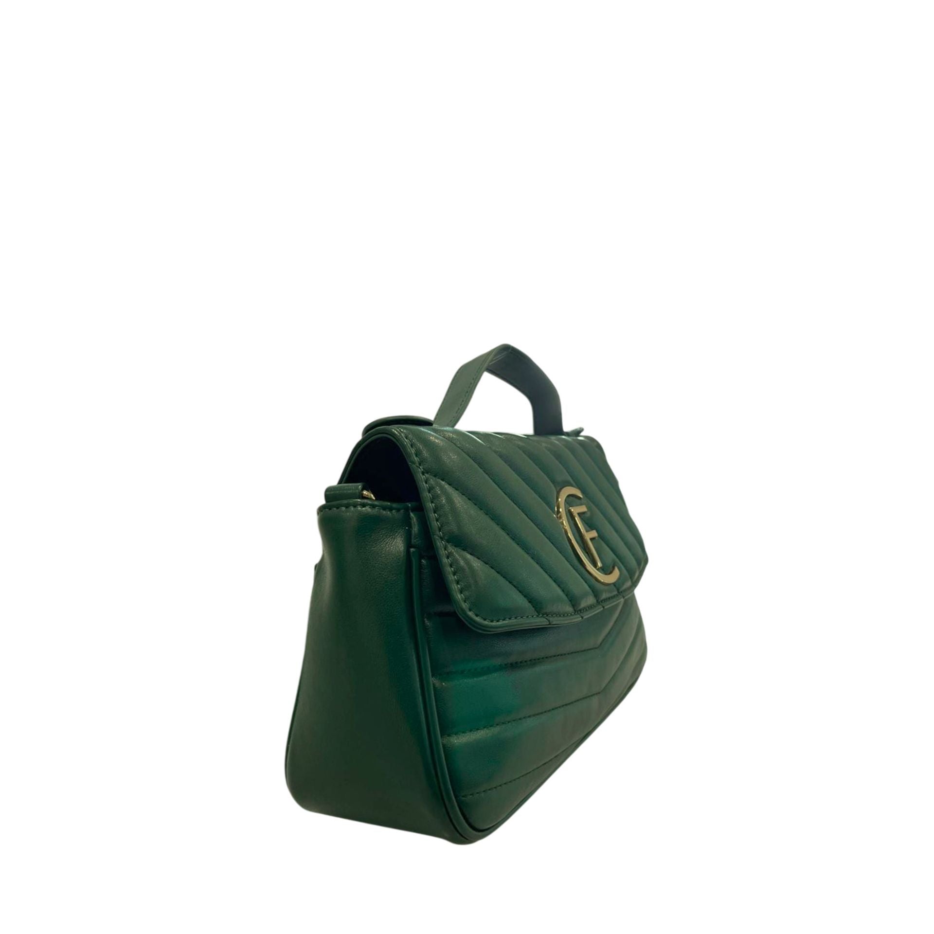 Cristinaeffe CF24FW026_VERDE handbag by Jag Couture London - New York, showing green leather tote with silver hardware and top handles.