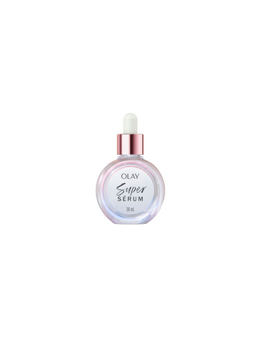 Jag Couture London New York Olay Super Serum 5 in 1 30ml bottle, sleek packaging with a dropper for skincare application.