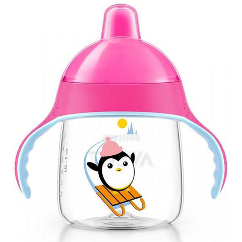 Philips Avent Blue Magic Sippy Cup 260ml with spill-proof design, featuring a blue lid and ergonomic shape for toddlers.