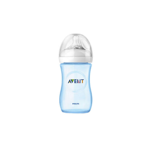 Jag Couture London blue baby bottle Scf035 with 260ml capacity, designed for 1 month and older, featuring Avent Natural blue bottle.