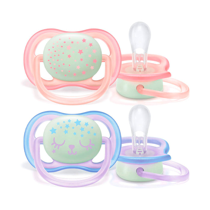 Avent Girl Ultra Air Nighttime Pacifier 0-6 Months 2U Jag Couture London - New York
