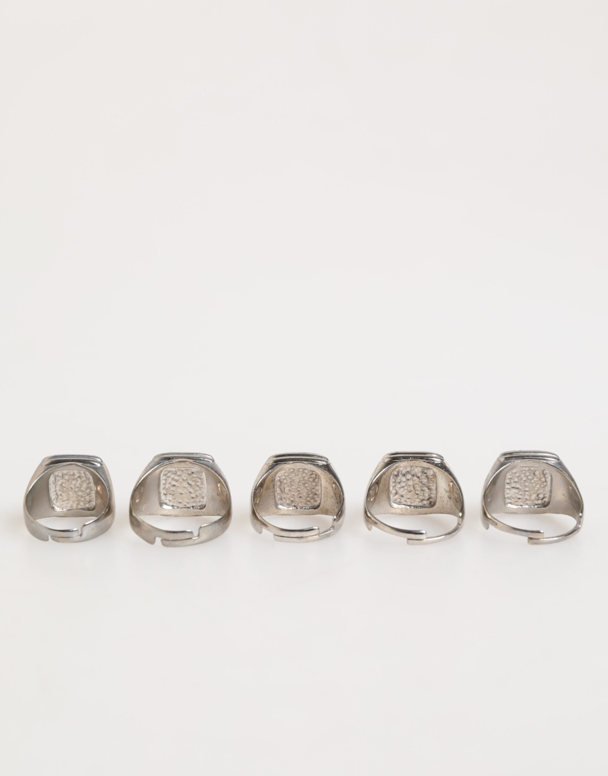 Silver Tone Brass Lettering Set 5 Pieces Adjustable Ring