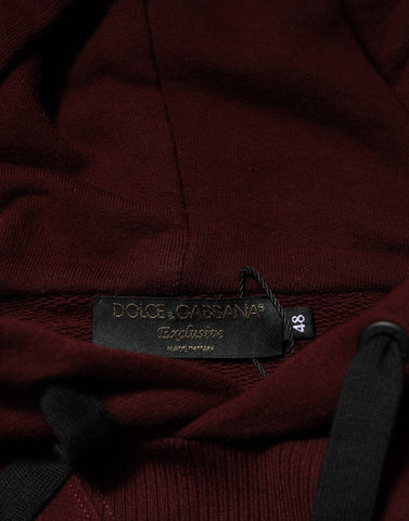 Burgundy Cotton Plaid Lined Men Hoodie Sweater
