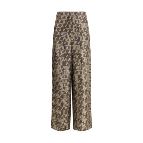 Brown Silk Casual Pants