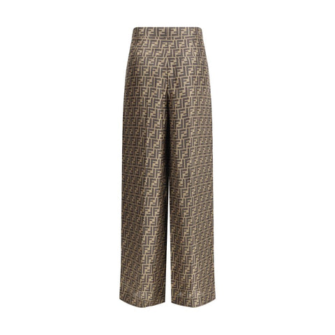 Brown Silk Casual Pants