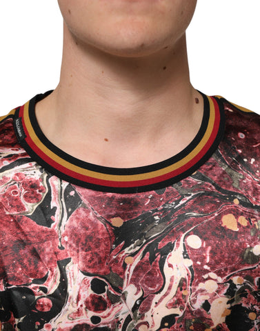 Multicolor Polyester Marble Print Oversize T-shirt