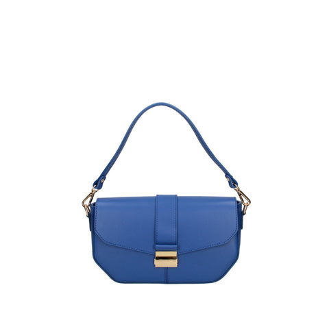 Jag Couture London Roberta Rossi RR220722923FBG-L115 Bluette leather handbag with silver hardware and sleek design.