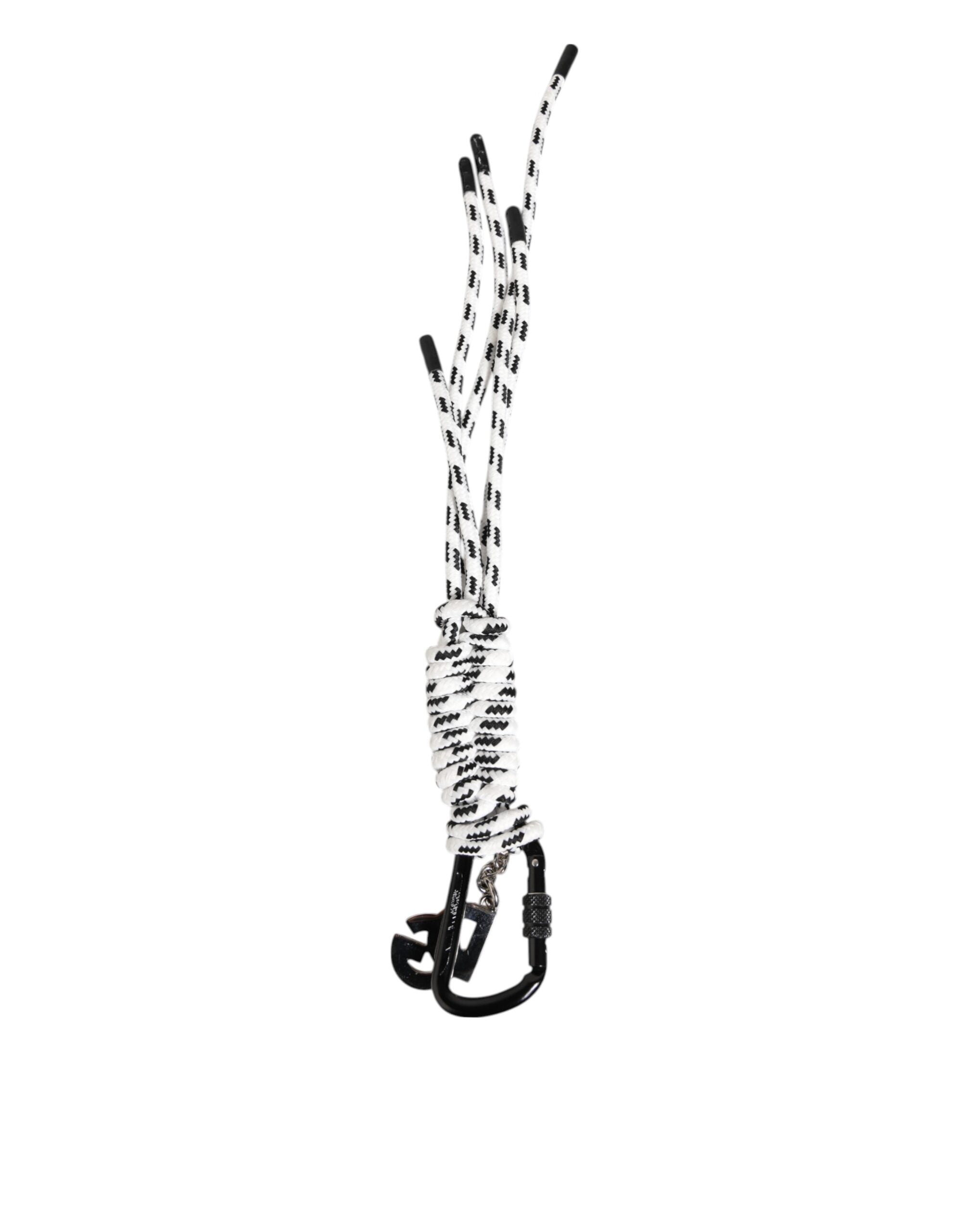 Black White Polyester Tape String DG Logo Keychain Keyring