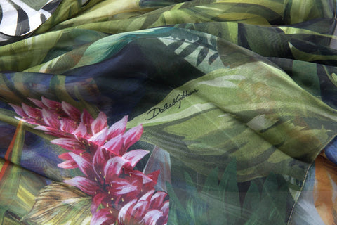 Multicolor Silk Jungle Print Women Maxi Dress