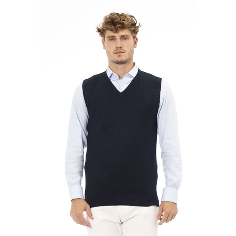 Jag Couture London Alpha Studio AU2202D navy-blue blazer, tailored fit, featuring classic lapels and front pockets.