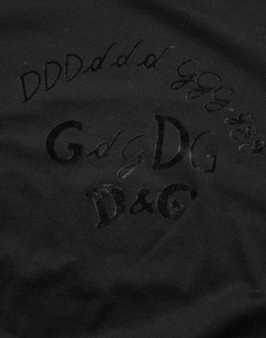 Black Cotton Velvet Logo Print Men T-shirt