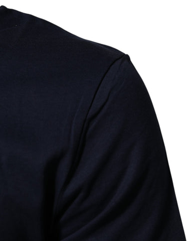 Dark Blue Cotton DG Logo Print Men’s Top T-shirt