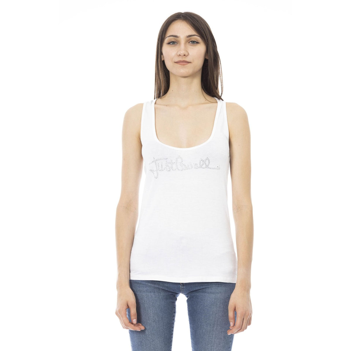 Just Cavalli beachwear D40151GRBC_BIANCO featuring stylish white swimwear with bold design, ideal for beach and poolside fashion.
