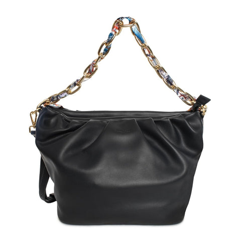 Jag Couture London-New York Lamarthe X073_AE101-_U900 designer handbag with sleek leather design and silver hardware.