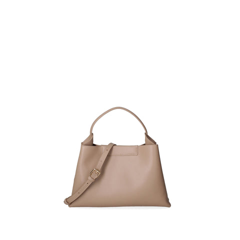 Taupe Viola Castellani VC220722723FBG handbag by Jag Couture London - New York, showing the textured leather exterior and gold-tone hardware.