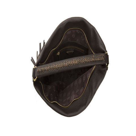 Jag Couture London Donatella FA6031RACHELE chocolate-colored handbag with sleek design and gold-tone hardware.