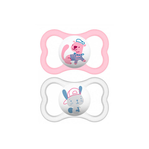 Jag Couture London - New York Mam Air silicone pacifier Duplo for babies over 6 months, featuring soft silicone nipple and ergonomic shield.