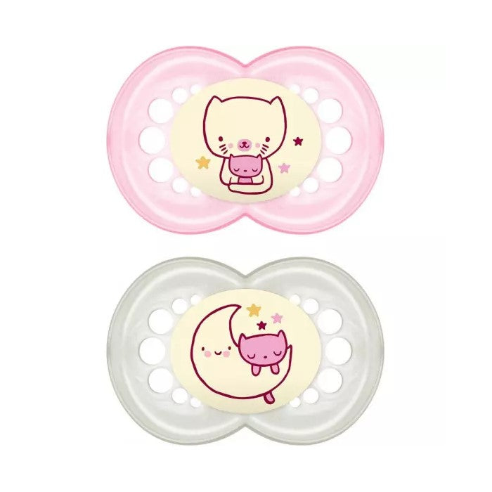 Mam Baby Dummy Original Nighttime 0+ Silicone Pink 2U Jag Couture London - New York