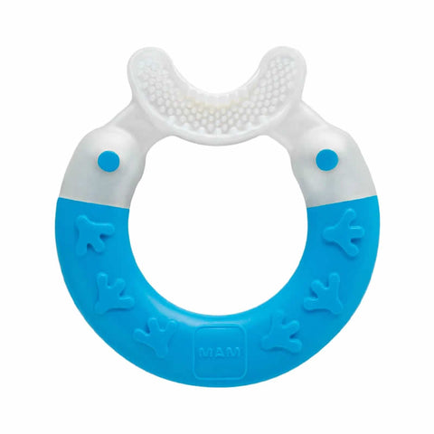 Jag Couture London Bite&Brush Teether in blue, designed for soothing teething discomfort in babies.