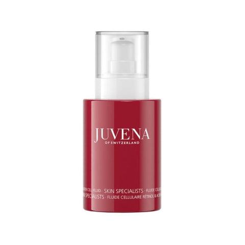 Juvena Skin Specialists Retinol and Hyaluronic Acid Cellular Fluid in a 50ml bottle, with clear labeling and sleek packaging.