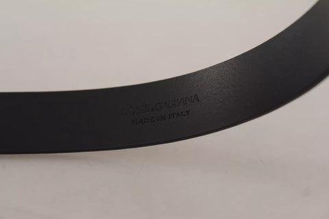 Calf Leather Silver Tone Black Metal Buckle Belt